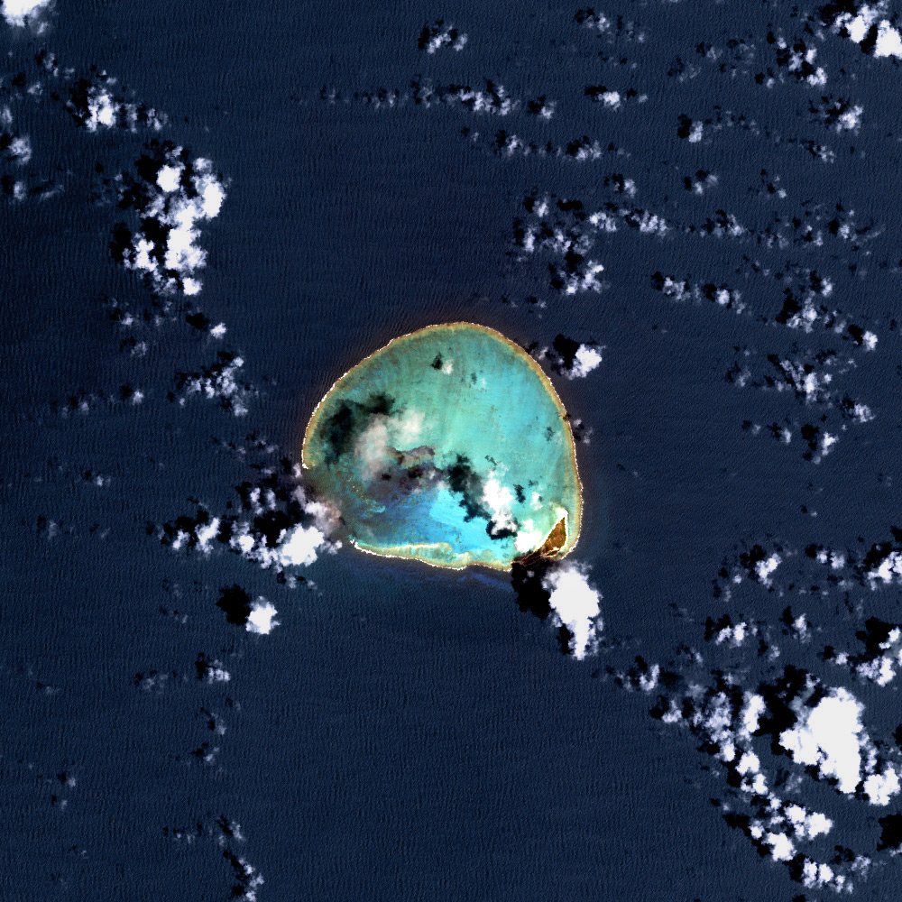 Satellite image of Kure Atoll at the northwestern end of the Hawaiian archipelago