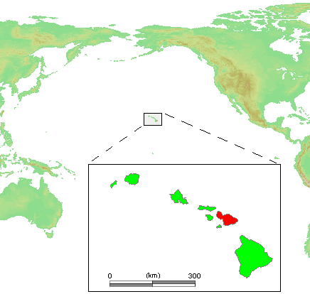 Locator map highlighting Maui in the Hawaiian Islands