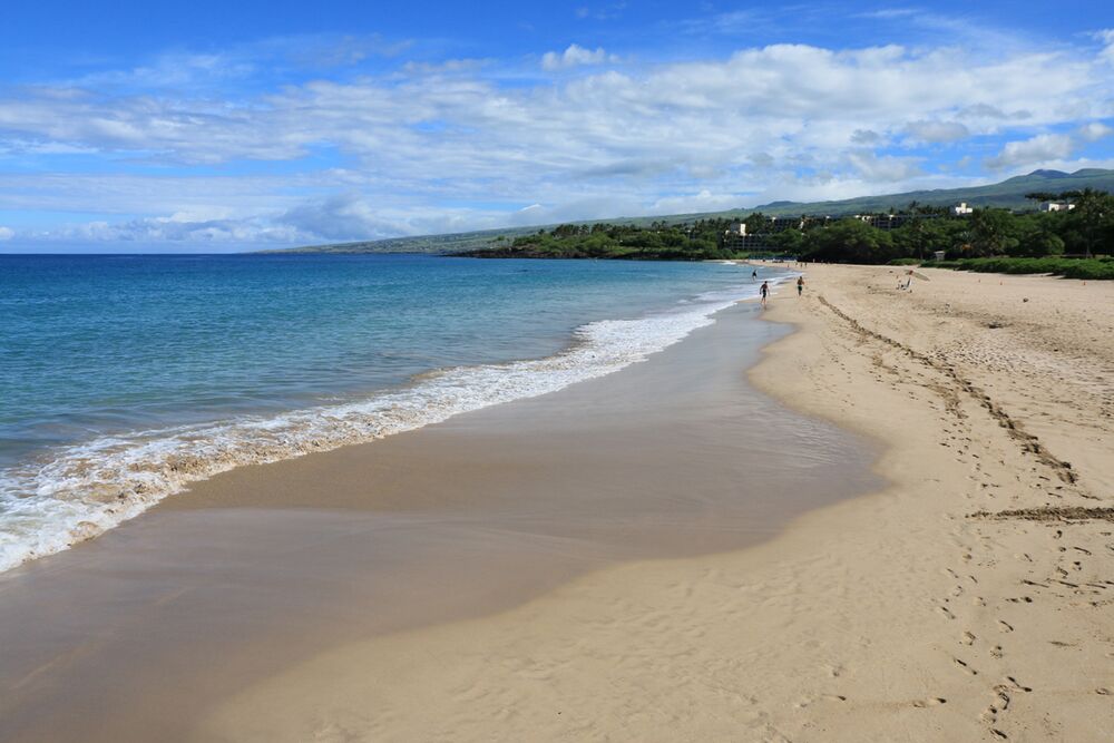 Hāpuna Beach’s wide white-sand shore on the Kohala Coast