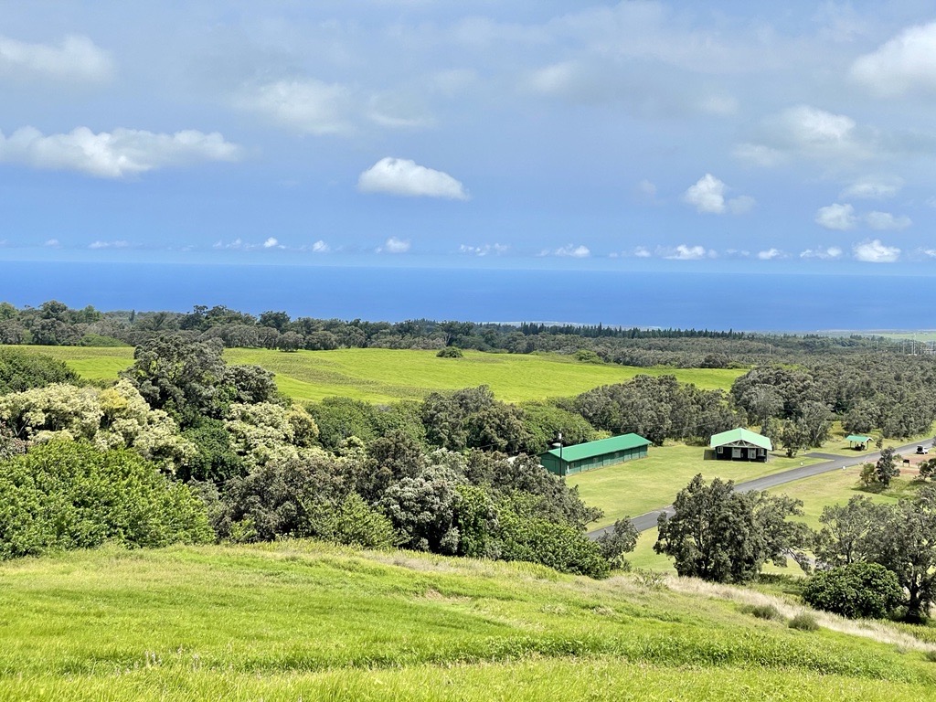 The Kahuku Unit visitor center seen from the top of a nearby cinder cone in Hawaiʻi Volcanoes National Park