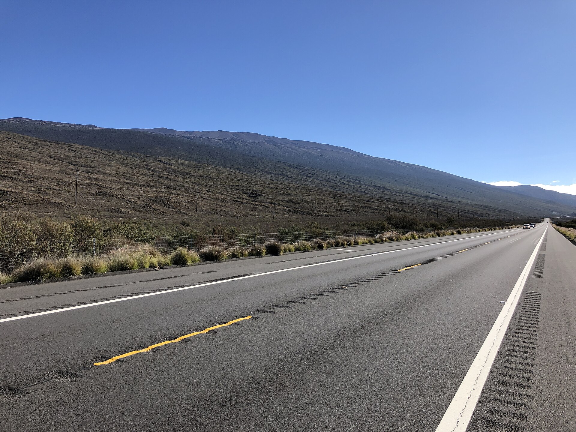 Daniel K. Inouye Highway Saddle Road with Mauna Kea ahead