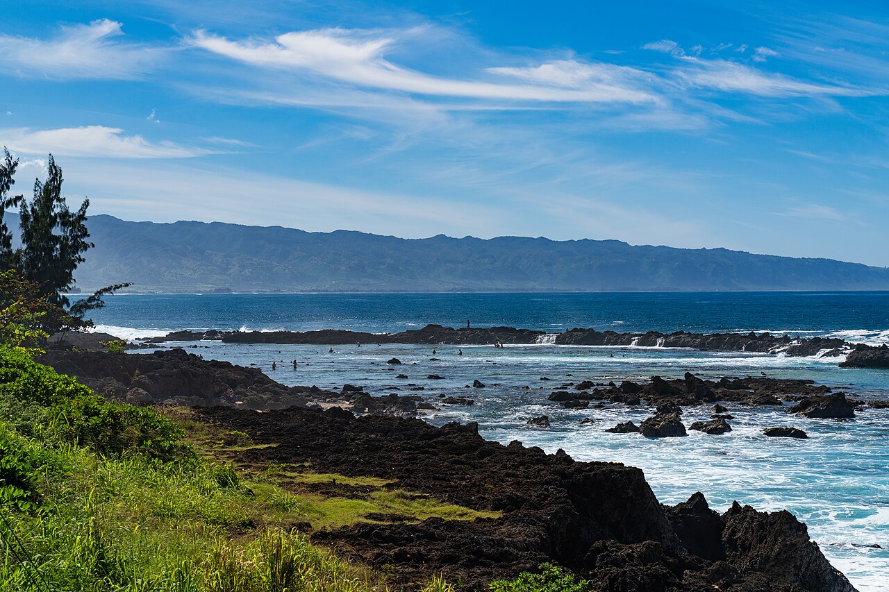 Rocky turquoise pools at Pūpūkea Beach Park and Shark’s Cove