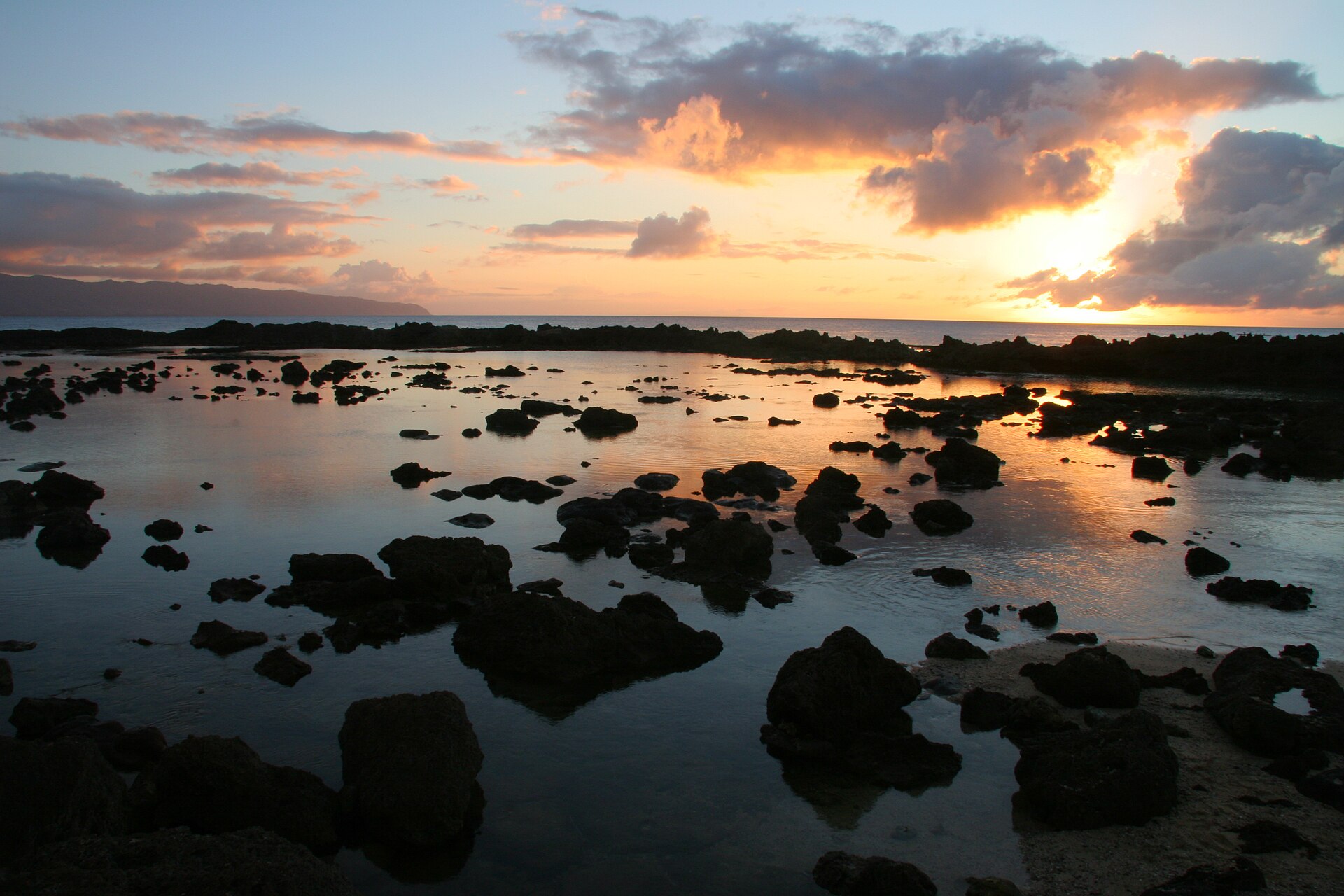 Warm sunset over the North Shore coast